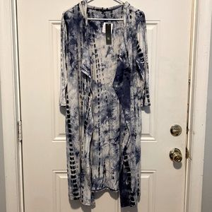 Coin 1804 blue and white tie dye 3/4 sleeve cardigan